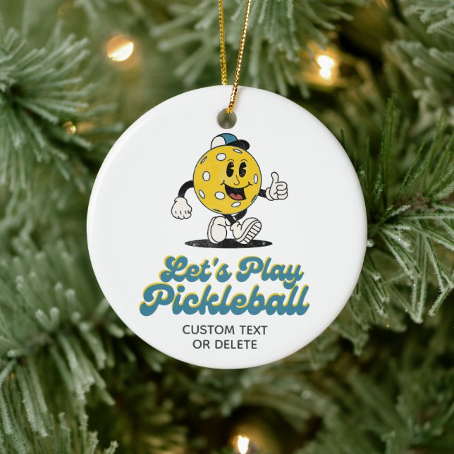 Funny Retro Pickleball Cartoon Mascot Custom Ceramic Tree Decoration (Tree)