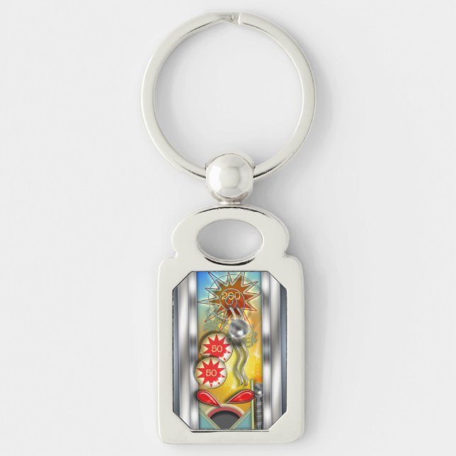 Funny Retro Pinball Machine Key Ring (Front)