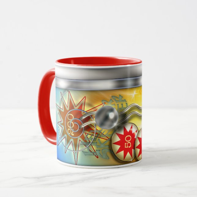 Funny Retro Pinball Machine Mug (Front Left)