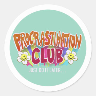 Funny Retro Procrastination Club Rainbow Classic Round Sticker