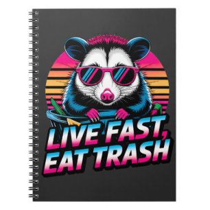 Funny Retro Racoon Opossum Live Fast Eat Trash Notebook