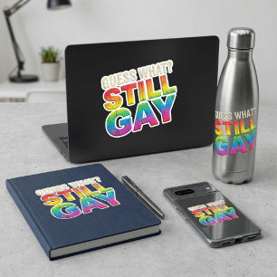 Funny Retro Rainbow Guess What? Still Gay Pride Square Sticker