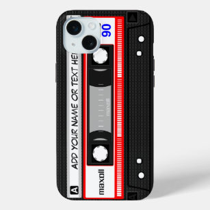 Funny Retro Red Music Cassette Tape Pattern iPhone 15 Mini Case