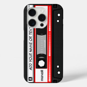 Funny Retro Red Music Cassette Tape Pattern iPhone 15 Pro Case