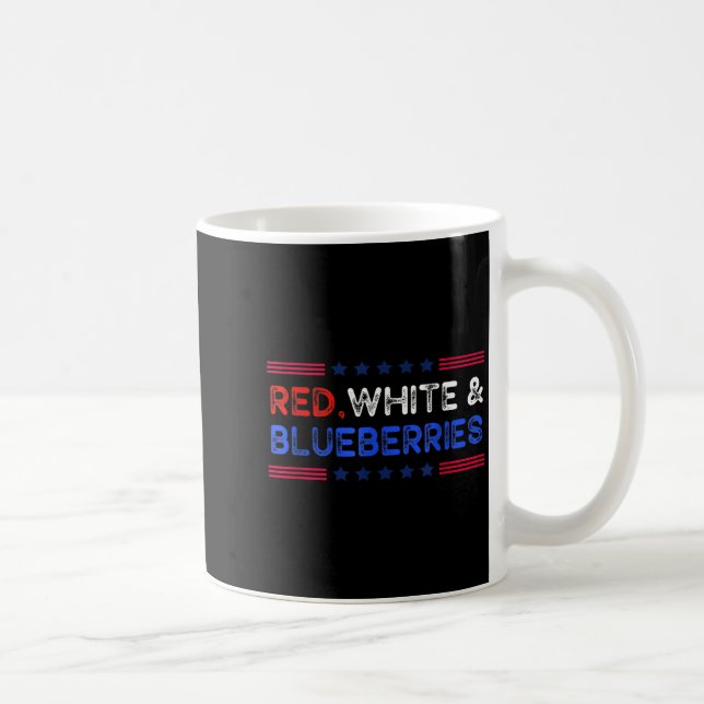 Funny Retro Red, White And Blueberries Patriot  Coffee Mug (Right)