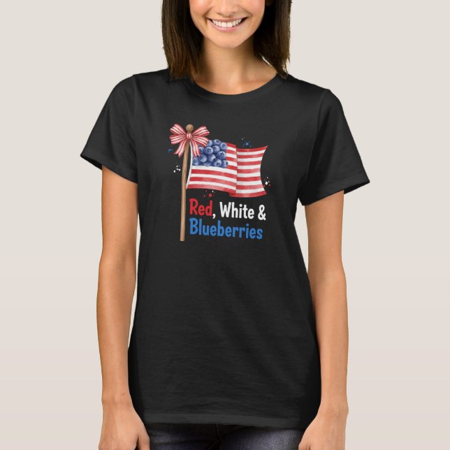 Funny Retro Red, White and Blueberries Patriot fun T-Shirt (Front)