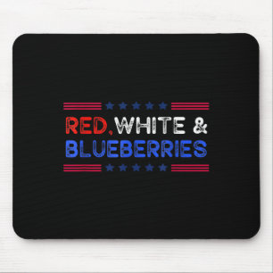 Funny Retro Red, White And Blueberries Patriot  Mouse Mat