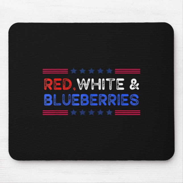 Funny Retro Red, White And Blueberries Patriot  Mouse Mat (Front)