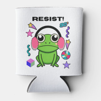 Funny Retro Resist Frog – Vintage 90s Rebellion Fr Can Cooler