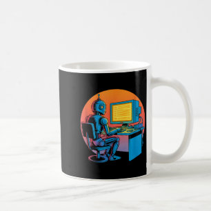 Funny retro robot coding computer screen Funny ret Coffee Mug