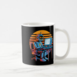 Funny retro robot coding computer screen Funny ret Coffee Mug