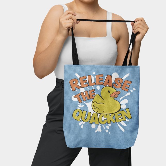 Funny Retro Rubber Duck Animal Joke  Tote Bag (Creator Uploaded)