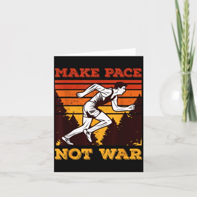 Funny Retro Runner Running Quote Gift - Make Pace  Card (Front)
