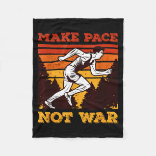 Funny Retro Runner Running Quote Gift - Make Pace Fleece Blanket