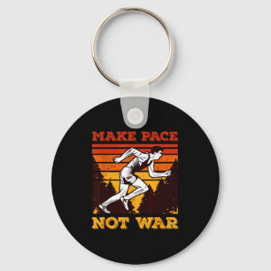 Funny Retro Runner Running Quote Gift - Make Pace Key Ring