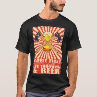 Funny Retro Safety First Axe Throwing T-Shirt