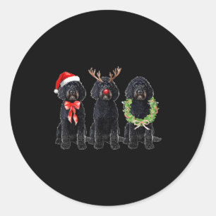 Funny Retro Santa Black Goldendoodle Dog Reindeer  Classic Round Sticker
