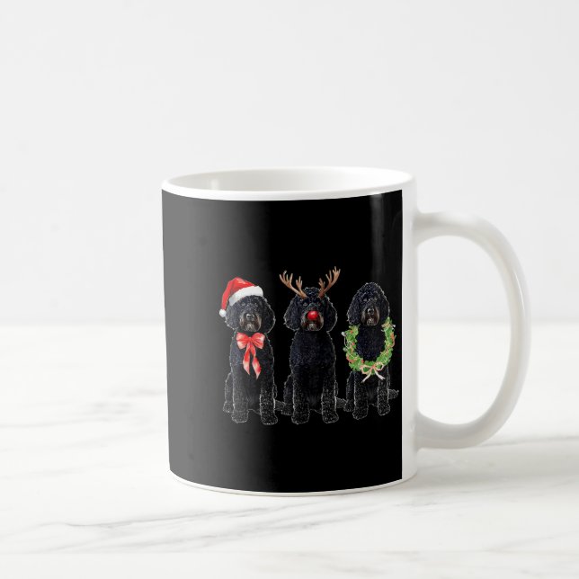 Funny Retro Santa Black Goldendoodle Dog Reindeer  Coffee Mug (Right)