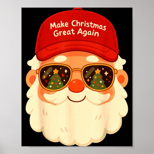 Funny Retro Santa Christmas Trump Xmas Men Women  Poster (Front)