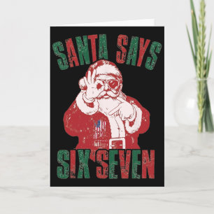 Funny Retro Santa Says Six Seven Christmas Card