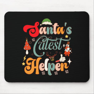 Funny Retro Santas Cutest Helper  Mouse Mat