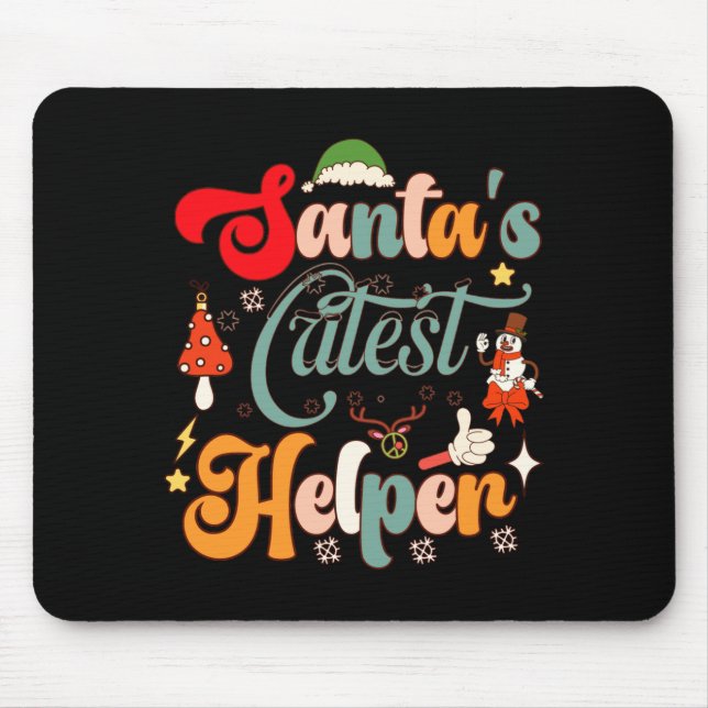 Funny Retro Santas Cutest Helper  Mouse Mat (Front)