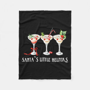 Funny Retro Santa's Little Helper Martini Merry Ch Fleece Blanket