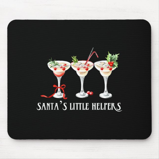 Funny Retro Santa's Little Helper Martini Merry Ch Mouse Mat (Front)