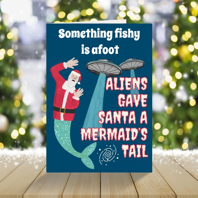 Funny retro sci-fi aliens Christmas Holiday  Card (Creator Uploaded)