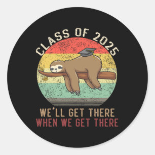 Funny Retro Senior Cl Of 2025 Sloth Cap Graduation Classic Round Sticker