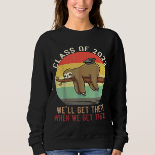 Funny Retro Senior Class Of 2022 Sloth Cap Graduat Sweatshirt