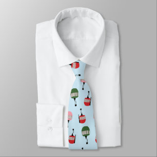 Funny Retro Ski Lift Gondola Winter Skiing Blue Tie