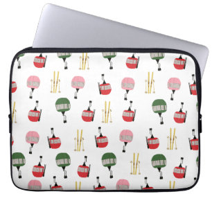 Funny Retro Ski Lift Gondola Winter Skiing Skiers Laptop Sleeve