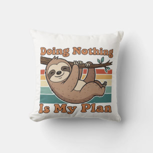 Funny Retro Sloth Square Throw Pillow