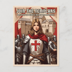 Funny Retro Style Mediaeval Templar Knight Humour Postcard
