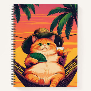 Funny Retro Summer Cat Vacation Notebook