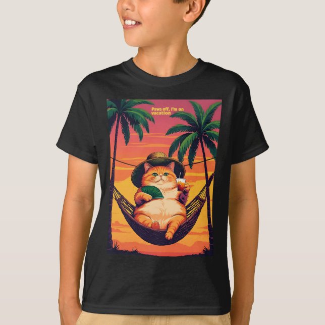 Funny Retro Summer Cat Vacation T-Shirt (Front)
