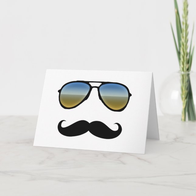 Funny Retro Sunglasses with Moustache Card (Front)