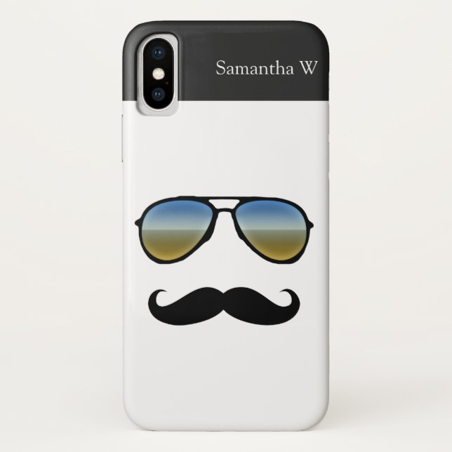 Funny Retro Sunglasses with Moustache Case-Mate iPhone Case (Back)