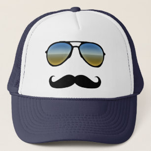 Funny Retro Sunglasses with Moustache Trucker Hat