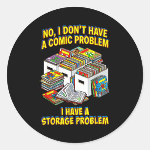 Funny retro superhero nerd geek reader comic book classic round sticker