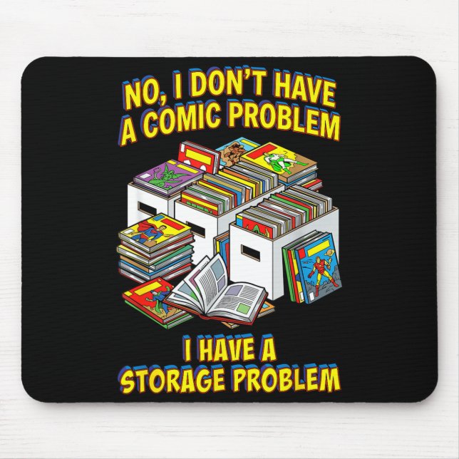 Funny retro superhero nerd geek reader comic book mouse mat (Front)