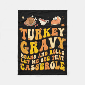 Funny Retro Thanksgiving Autumn Fall Groovy Holida Fleece Blanket