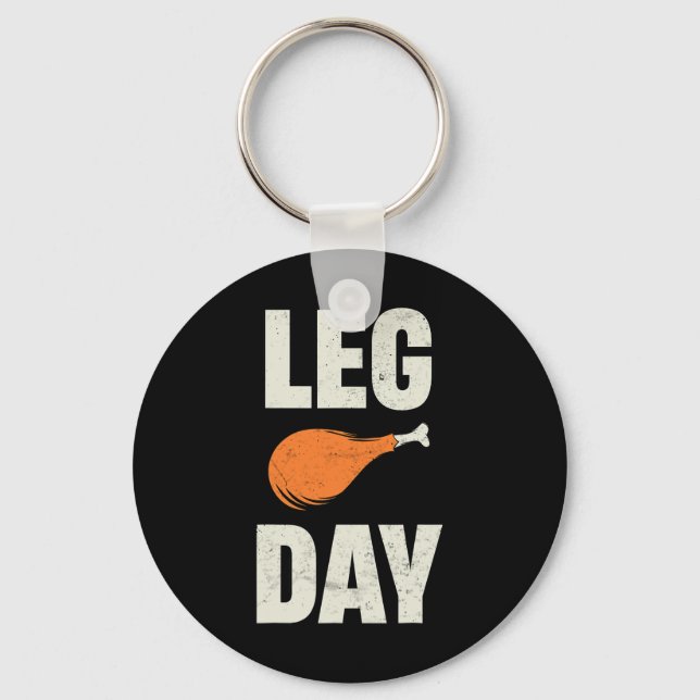 Funny Retro Thanksgiving Day Turkey Day Turkey Leg Key Ring (Front)