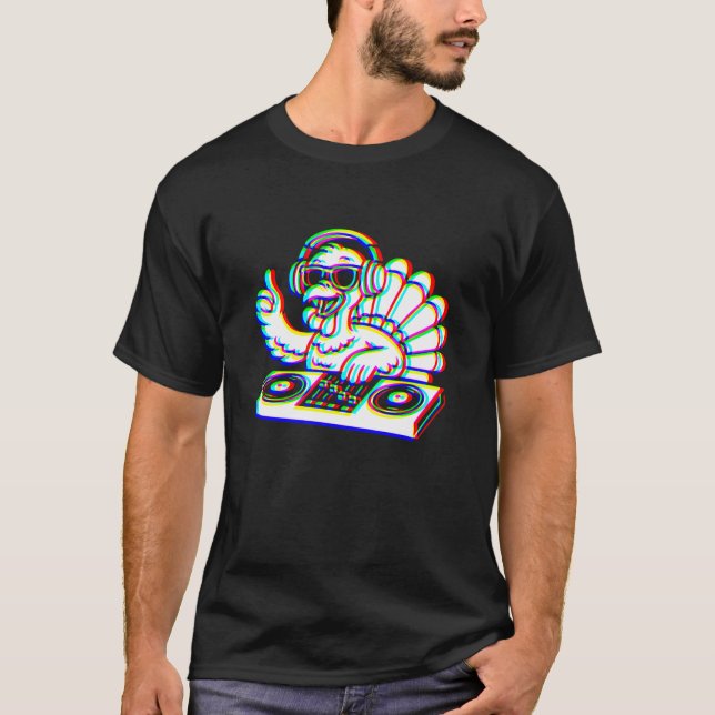 Funny retro Thanksgiving rave vaporwave trippy EDM T-Shirt (Front)