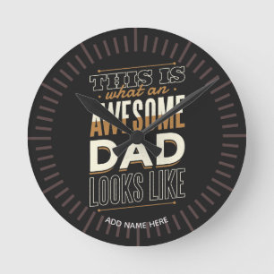 Funny Retro This is What Awesome DAD Looks Like Round Clock