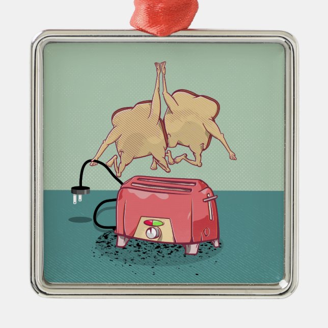 Funny retro toaster metal tree decoration (Front)