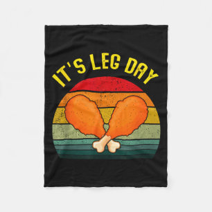 Funny Retro Turkey Day Leg It's Leg Day Thanksgivi Fleece Blanket