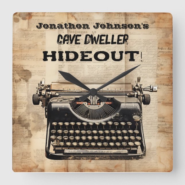 Funny Retro Typewriter Wall Clock (Front)