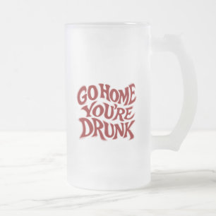 Funny Retro Typographic Art Tee Frosted Glass Beer Mug
